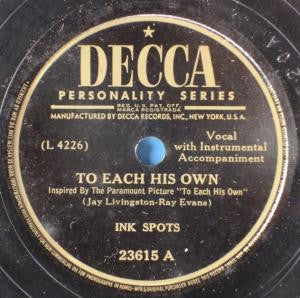 To Each His Own / I Never Had A Dream Come True | Very Good (VG) Generic