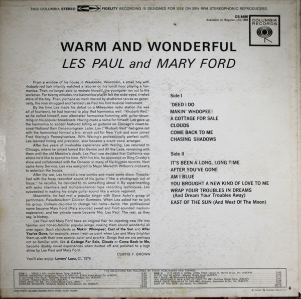 Les Paul & Mary Ford - Warm And Wonderful | Very Good Plus (VG+) Near Mint (NM)