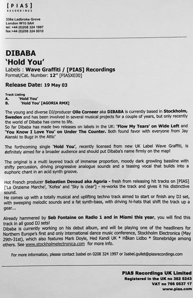 Dibaba - Hold You | Near Mint (NM) Generic