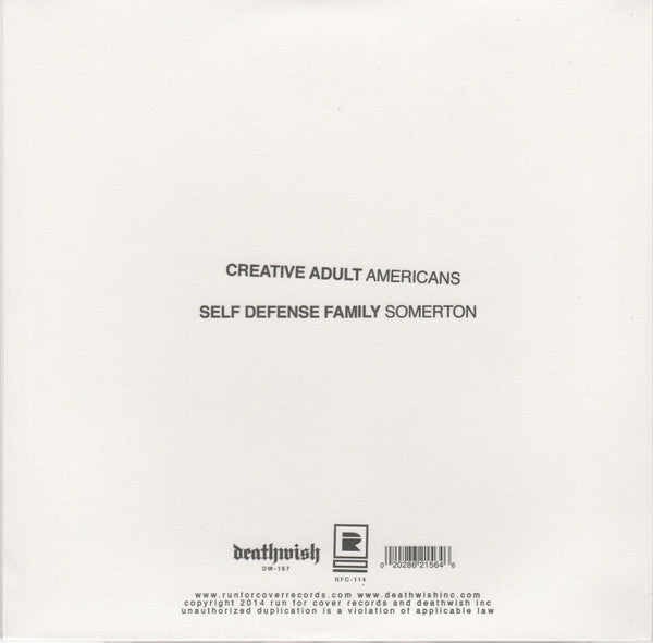 Creative Adult / Self Defense Family Split (CLEAR VINYL 7") | Mint (M) Mint (M)
