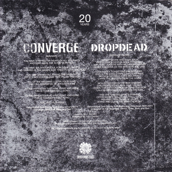 Converge / Dropdead (7" COLOR BONG' VINYL) *ORANGE/GREY* | Mint (M) Mint (M)