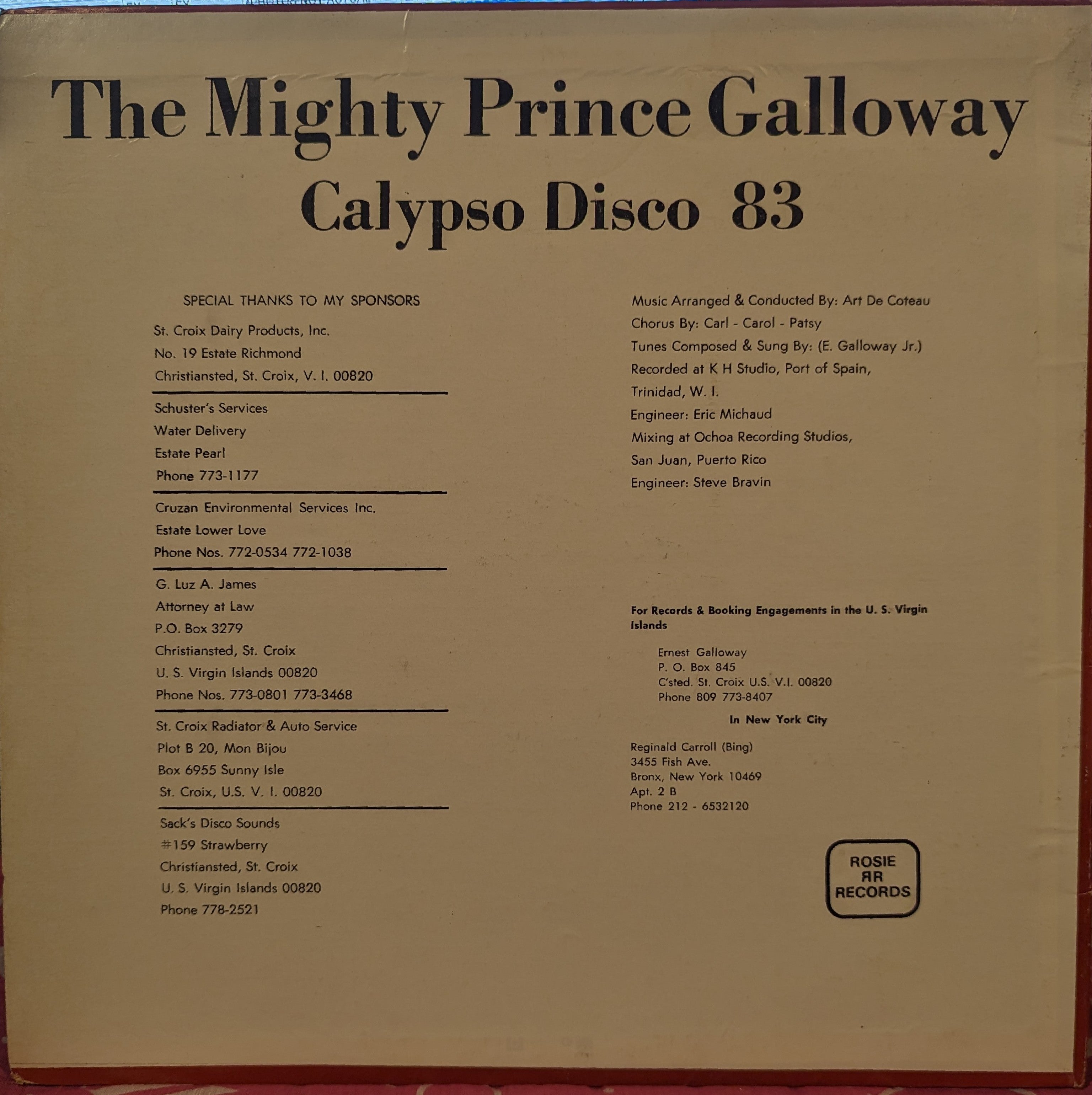 Mighty Prince Galloway - Calypso Disco '83 | Excellent (EX) Excellent (EX)