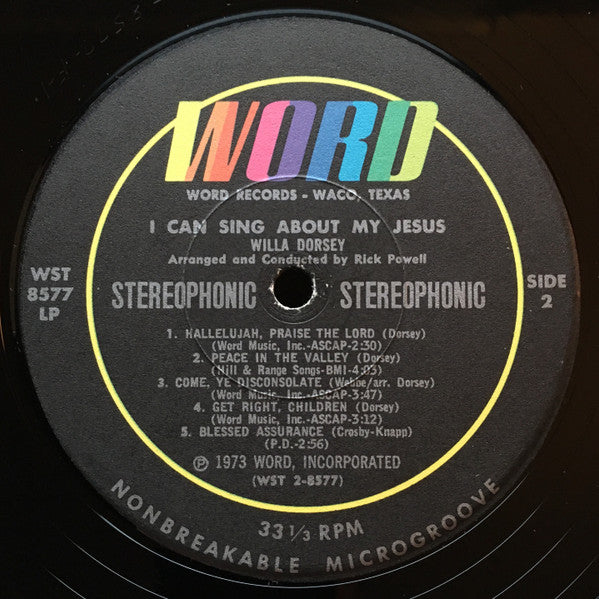 Willa Dorsey - I Can Sing About My Jesus (VINYL) | Excellent+ (EX+) Near Mint (NM)