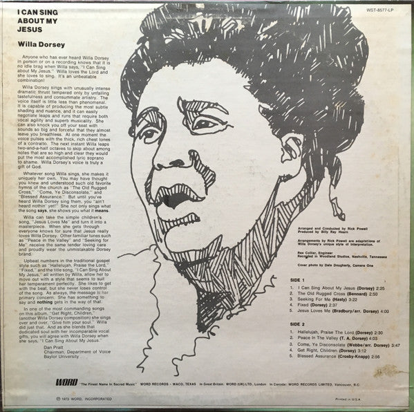 Willa Dorsey - I Can Sing About My Jesus (VINYL) | Excellent+ (EX+) Near Mint (NM)