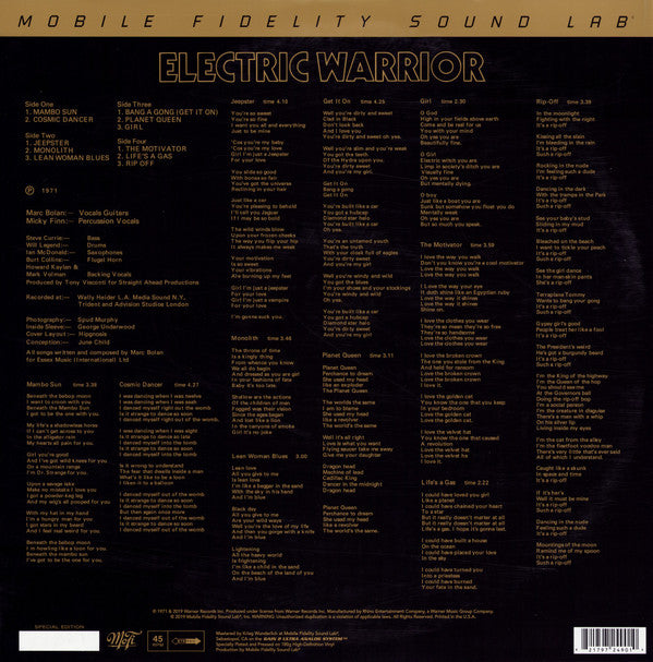 T. Rex Electric Warrior 2xLP Mint (M) Mint (M)