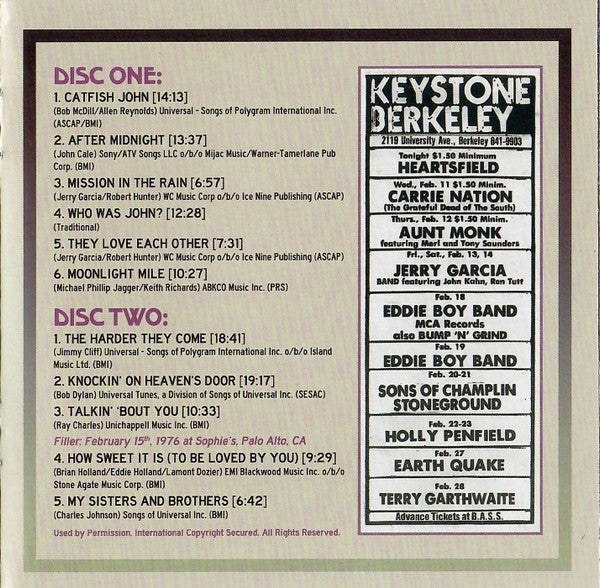 Garcia Live Volume 21 (February 13th, 1976 Keystone, Berkeley CA) *CD* | Mint (M) Mint (M)