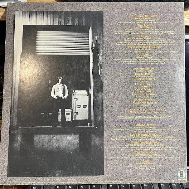Jackson Browne - Running On Empty (VINYL) | Excellent+ (EX+) Excellent (EX)