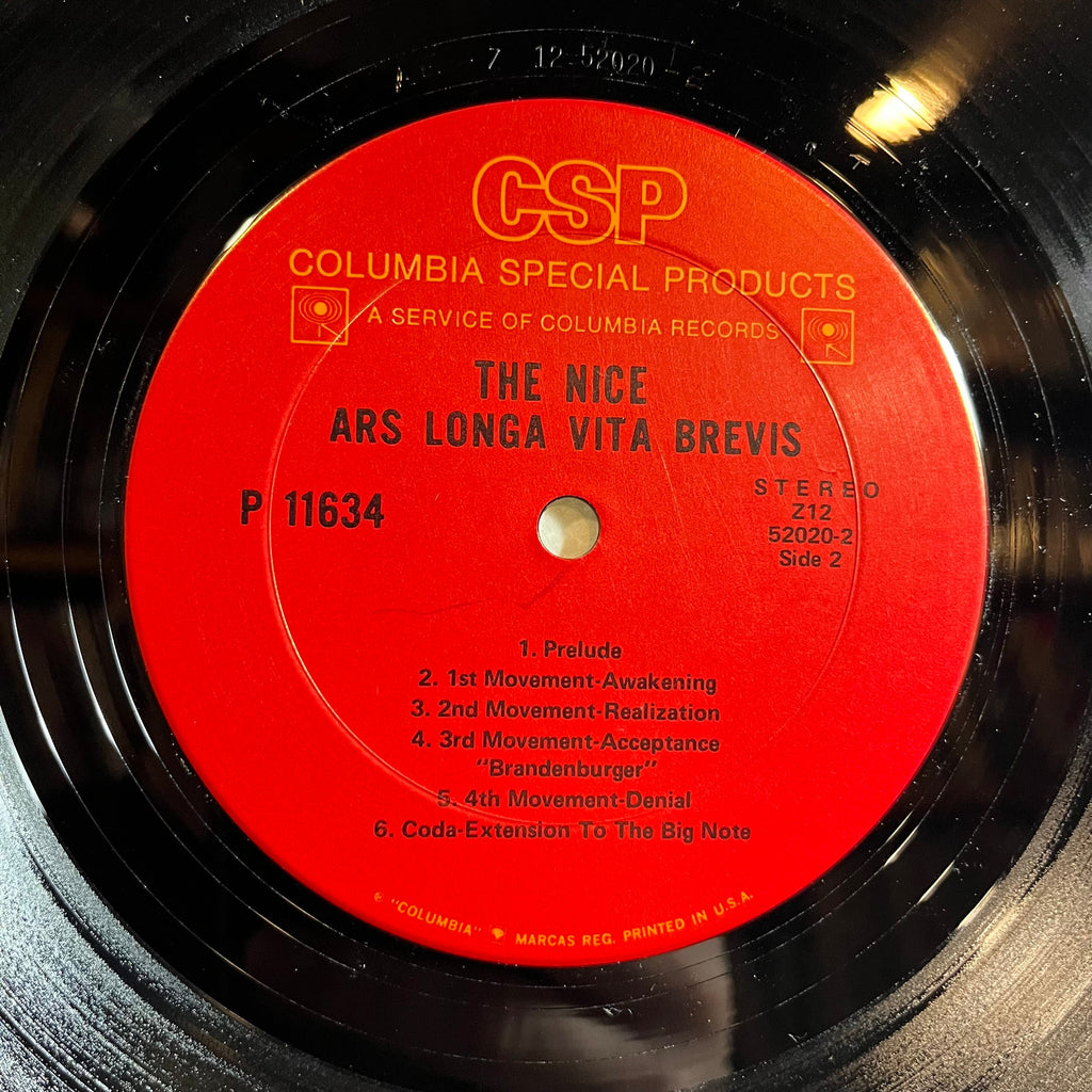 The Nice - Ars Longa Vita Brevis (VINYL) | Excellent+ (EX+) Very Good Plus (VG+)