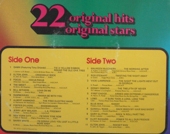 Various - Fantastic 22 Original Hits 22 Original Stars *SONIC* | Excellent (EX) Very Good (VG)