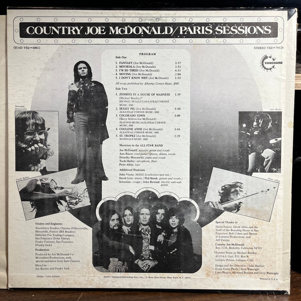 Country Joe McDonald - Paris Sessions (VINYL) | Excellent+ (EX+) Excellent (EX)