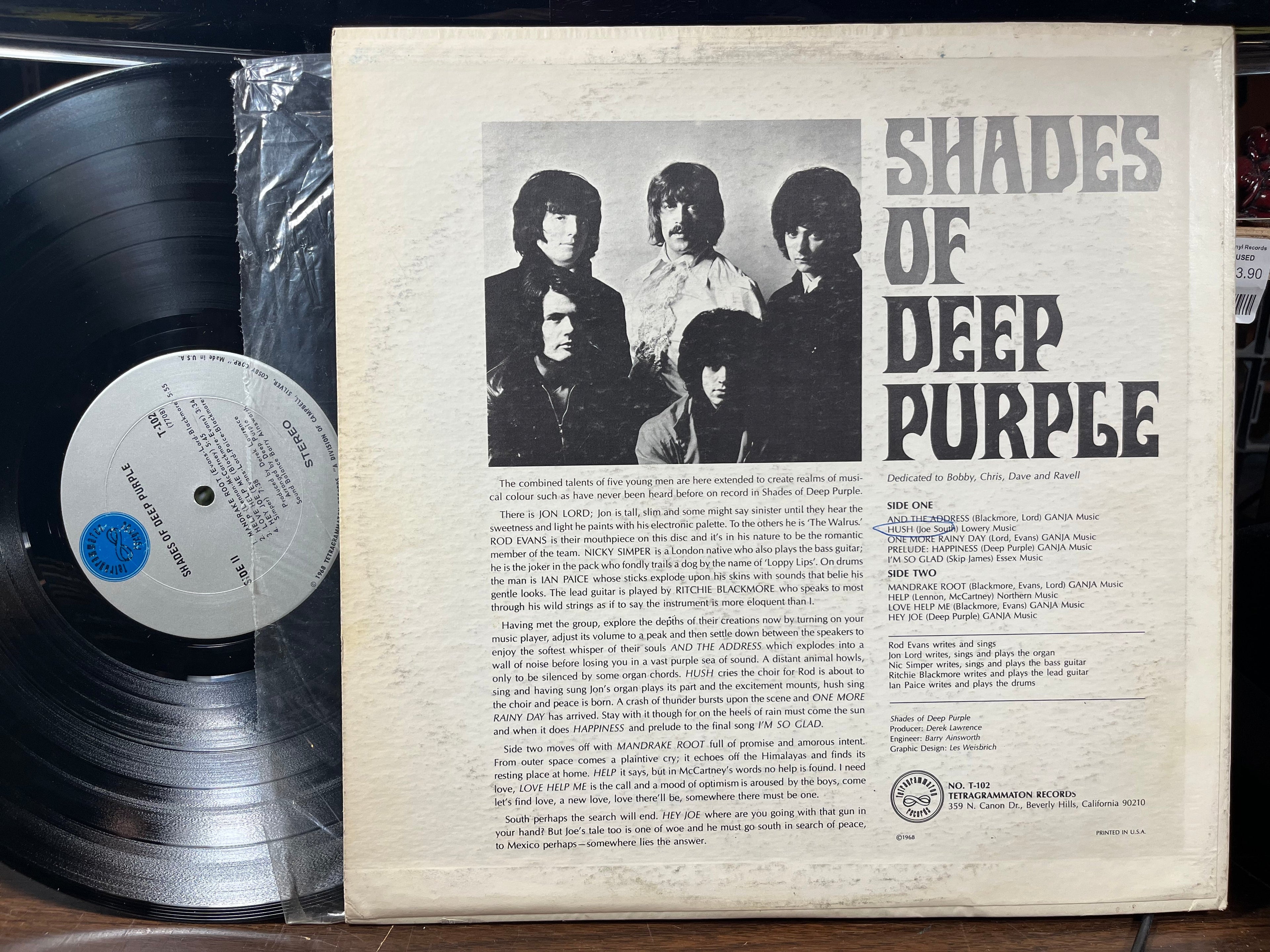 Deep Purple - Shades Of Deep Purple (VINYL) | Excellent+ (EX+) Excellent (EX)