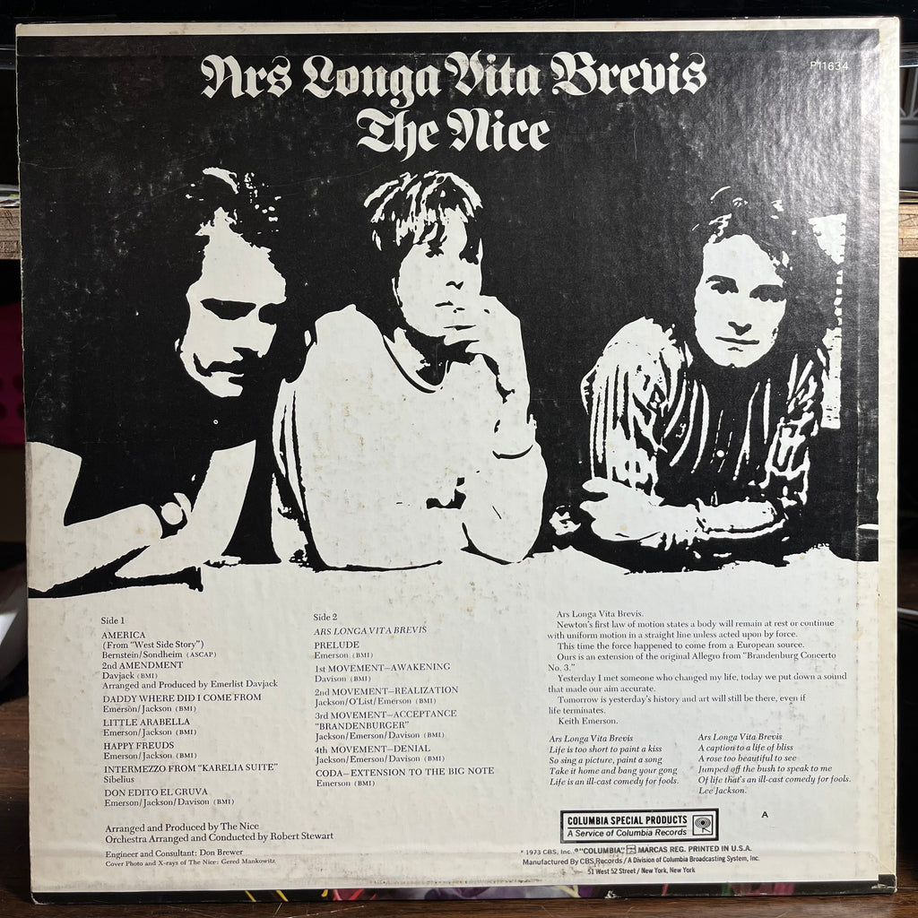 The Nice - Ars Longa Vita Brevis (VINYL) | Excellent+ (EX+) Very Good Plus (VG+)