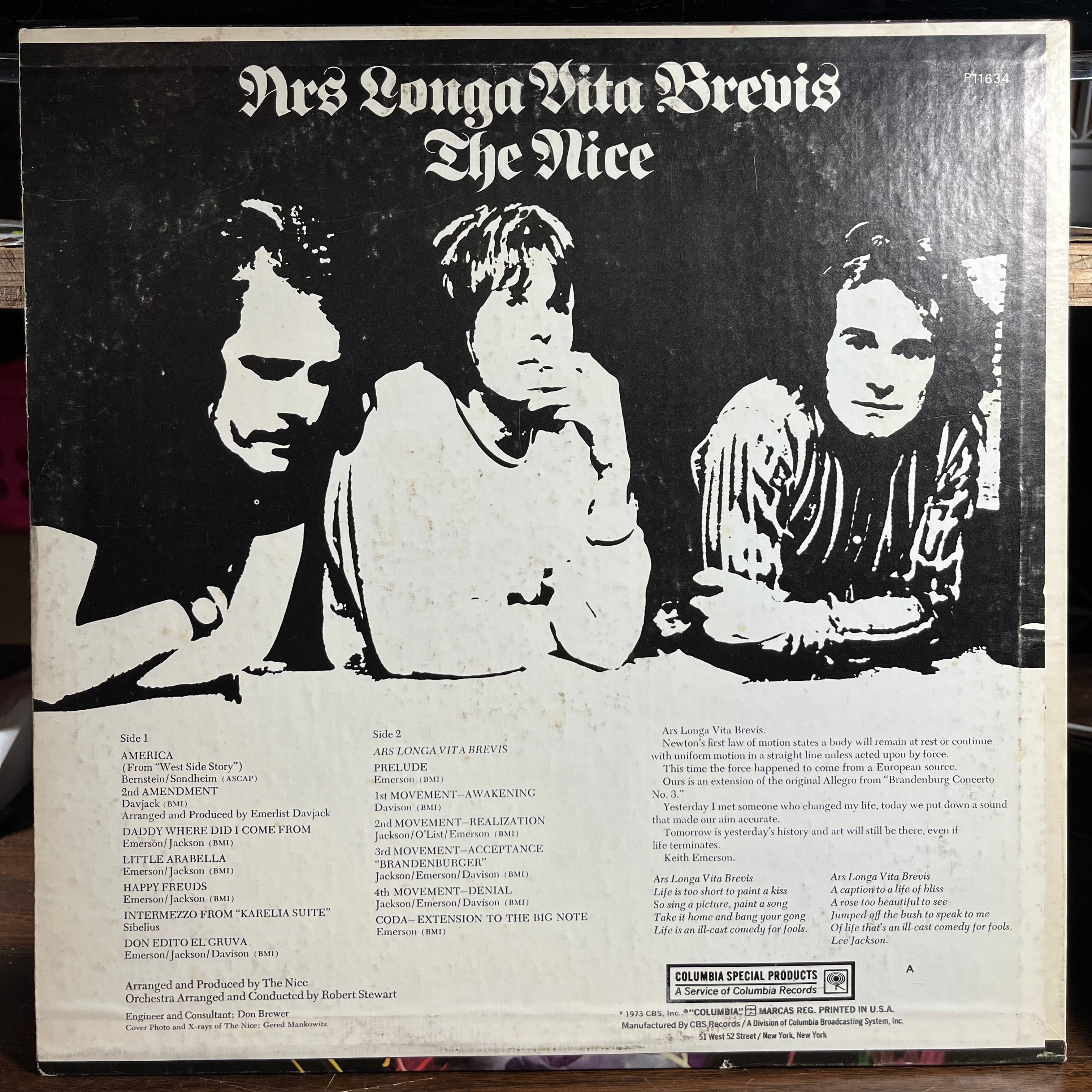The Nice - Ars Longa Vita Brevis (VINYL) | Excellent+ (EX+) Very Good Plus (VG+)