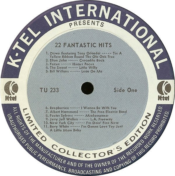 Various - Fantastic 22 Original Hits 22 Original Stars *SONIC* | Excellent (EX) Very Good (VG)