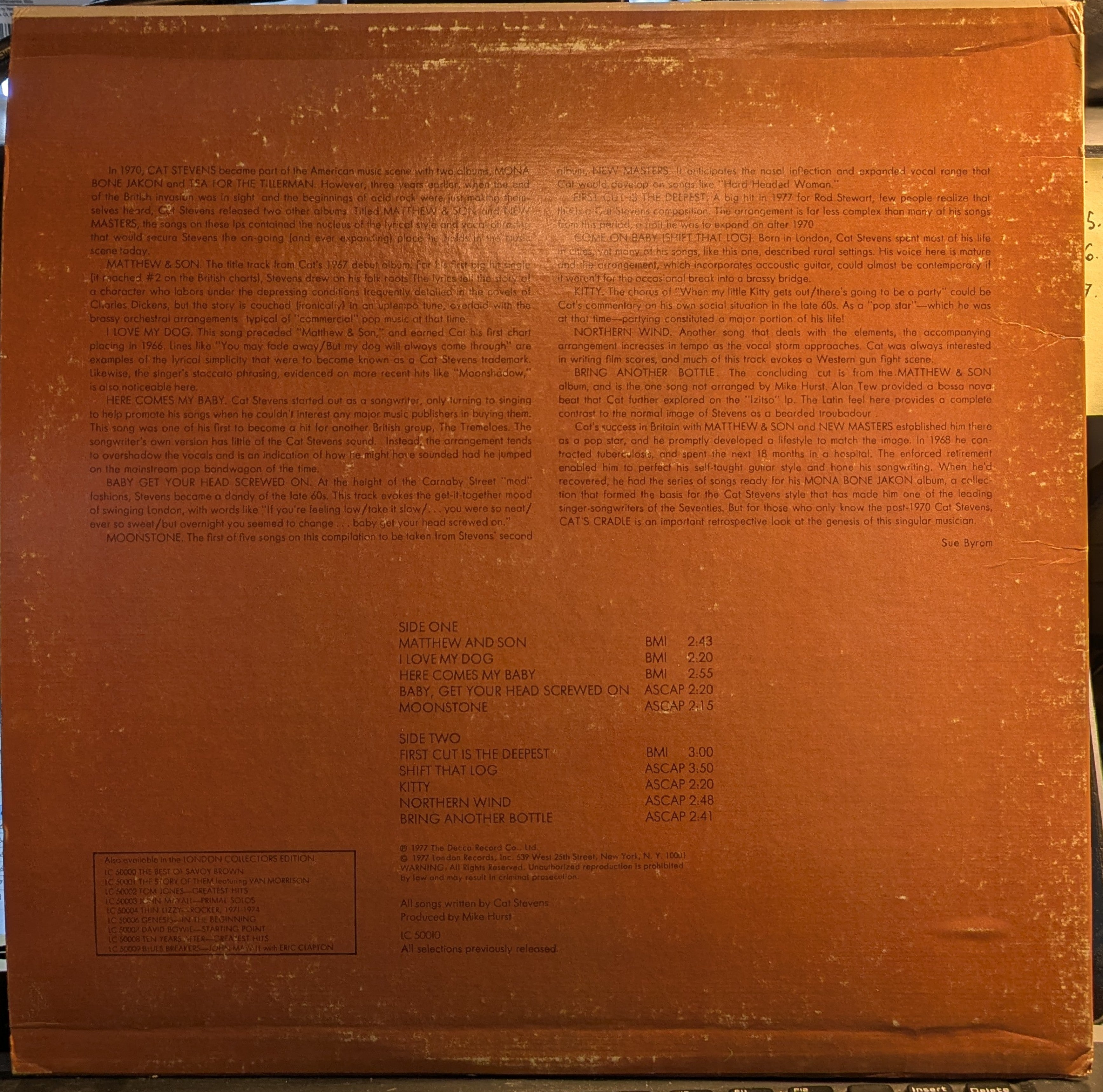 Cat Stevens - Cat's Cradle (VINYL) | Excellent+ (EX+) Very Good Plus (VG+)
