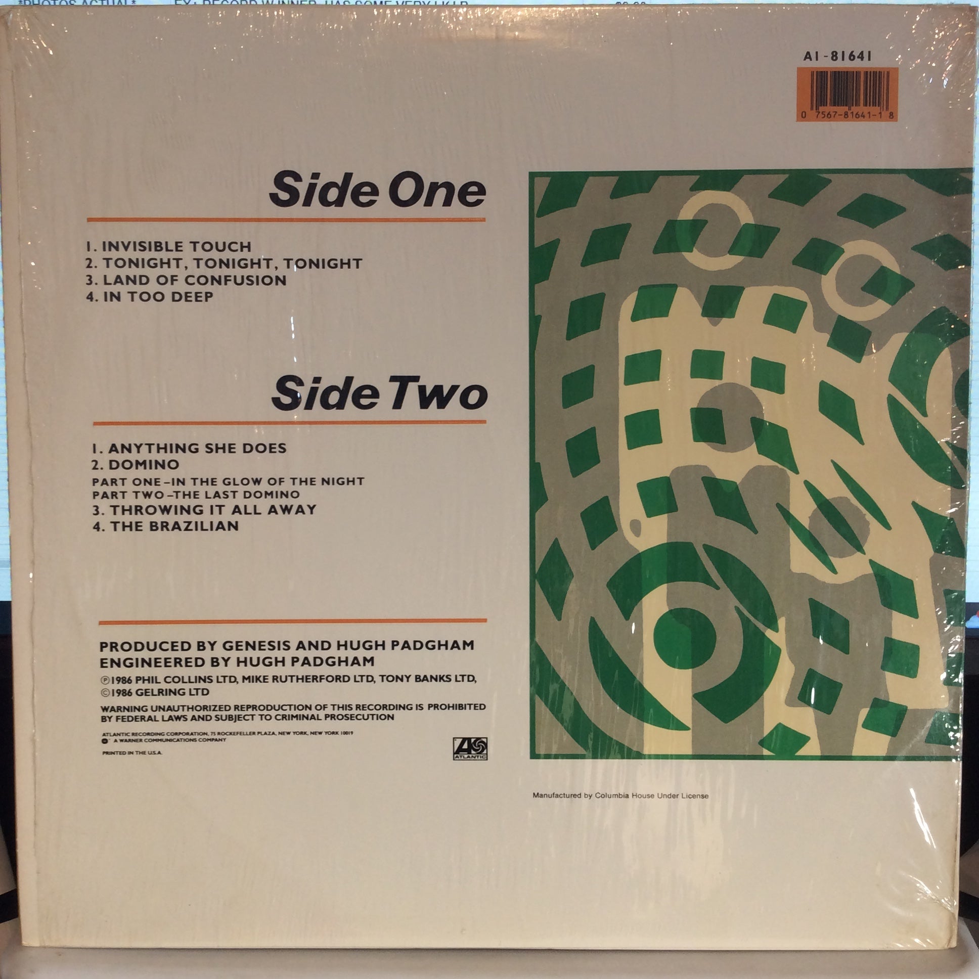 Genesis - Invisible Touch (VINYL) | Excellent+ (EX+) Excellent (EX)