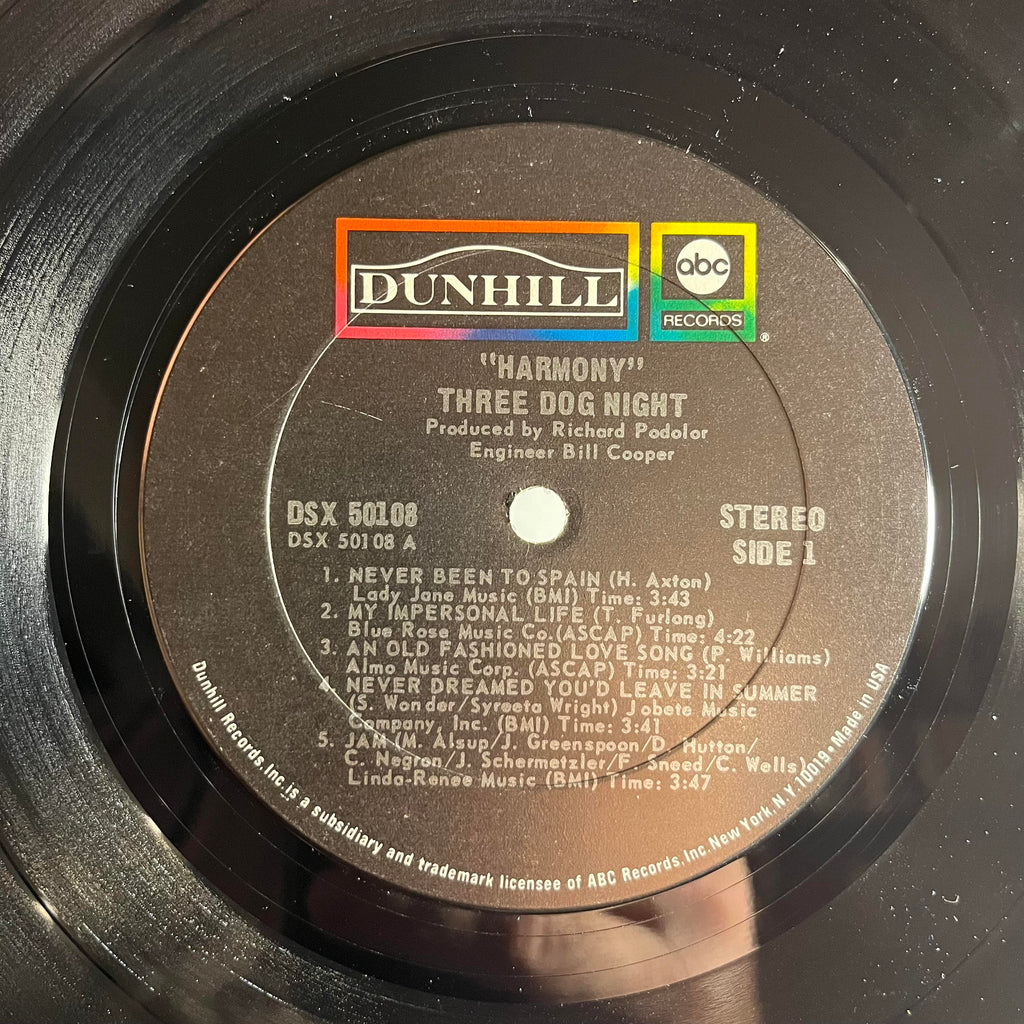 Three Dog Night - Harmony *PITMAN/SHRINK* | Excellent (EX) Near Mint (NM)