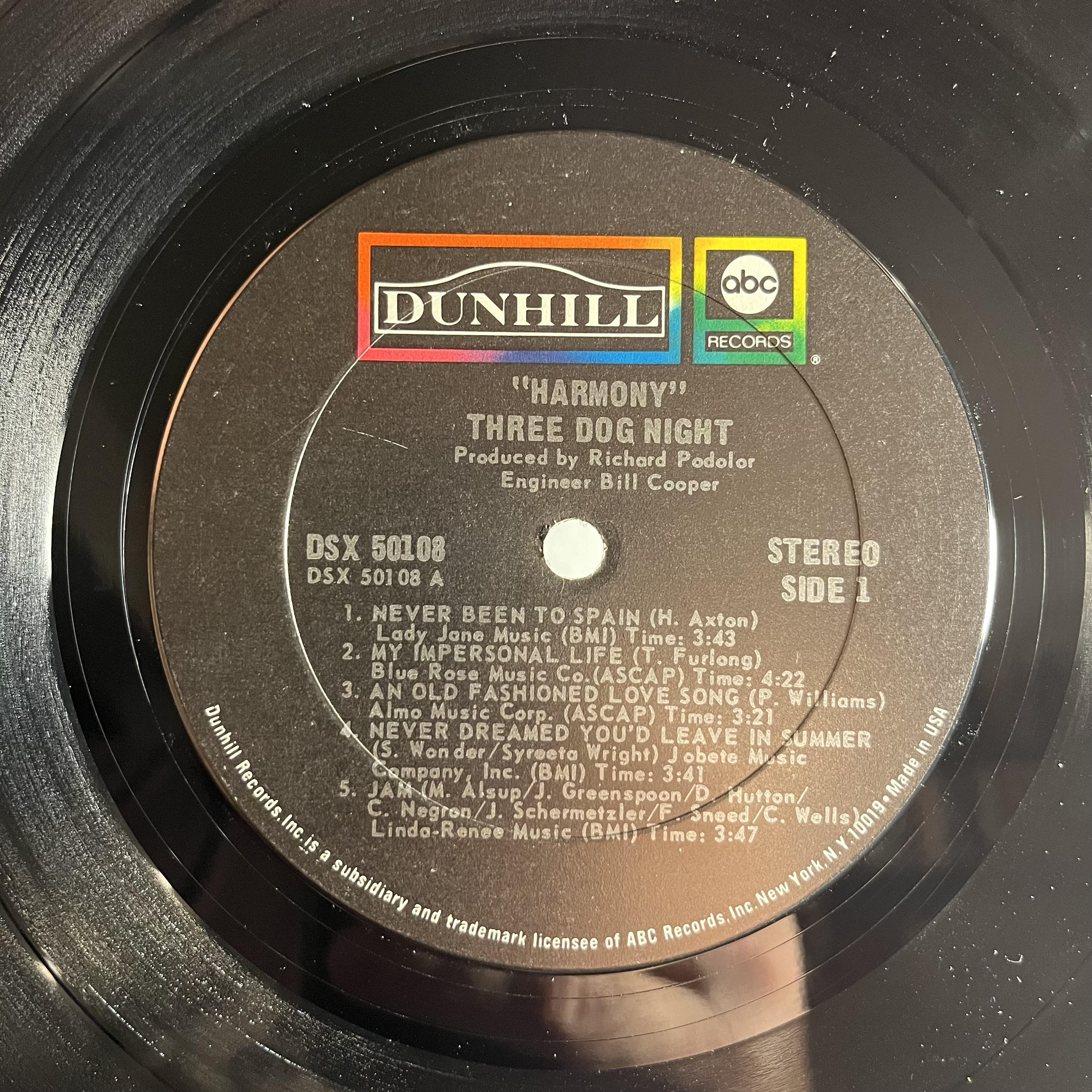 Three Dog Night - Harmony *PITMAN/SHRINK* | Excellent (EX) Near Mint (NM)