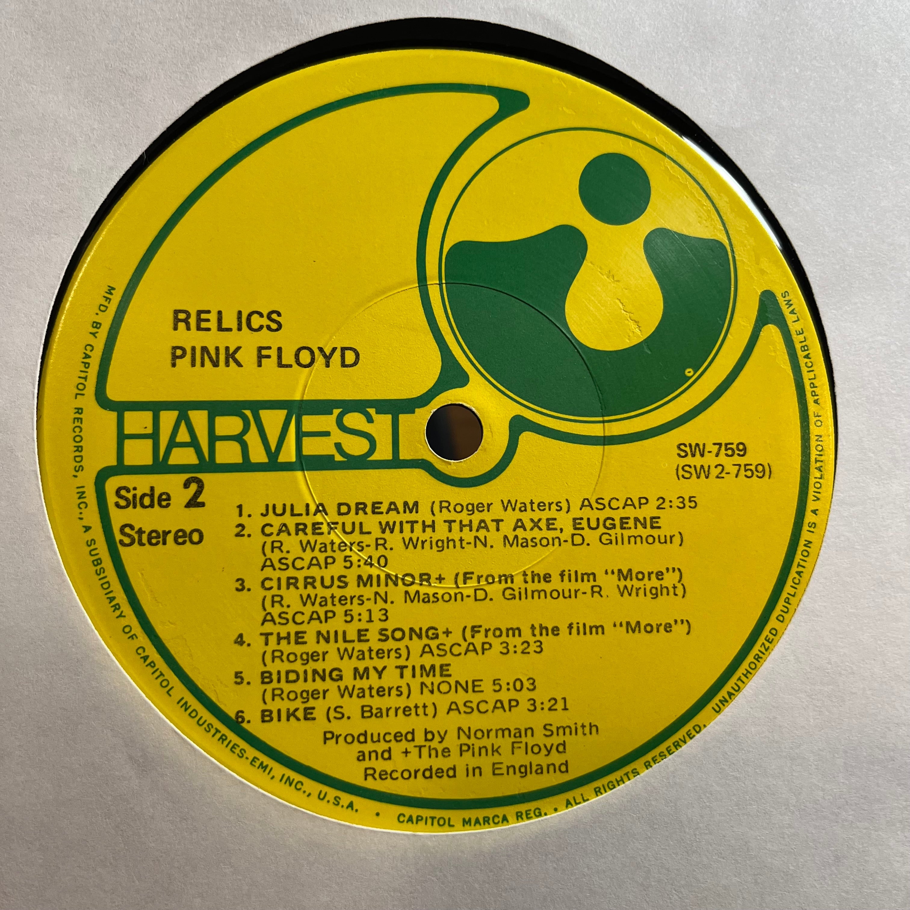 Pink Floyd - Relics - A Bizarre Collection Of Antiques & Curios (VINYL) | Excellent (EX) Very Good (VG)