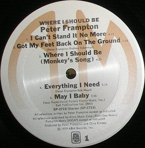Peter Frampton - Where I Should Be | Excellent (EX) Excellent (EX)