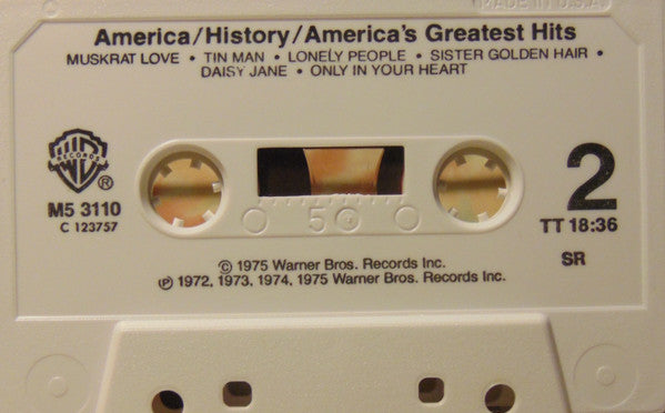 America (2) - History - America's Greatest Hits (CASSETTE) | Excellent (EX) Excellent (EX)