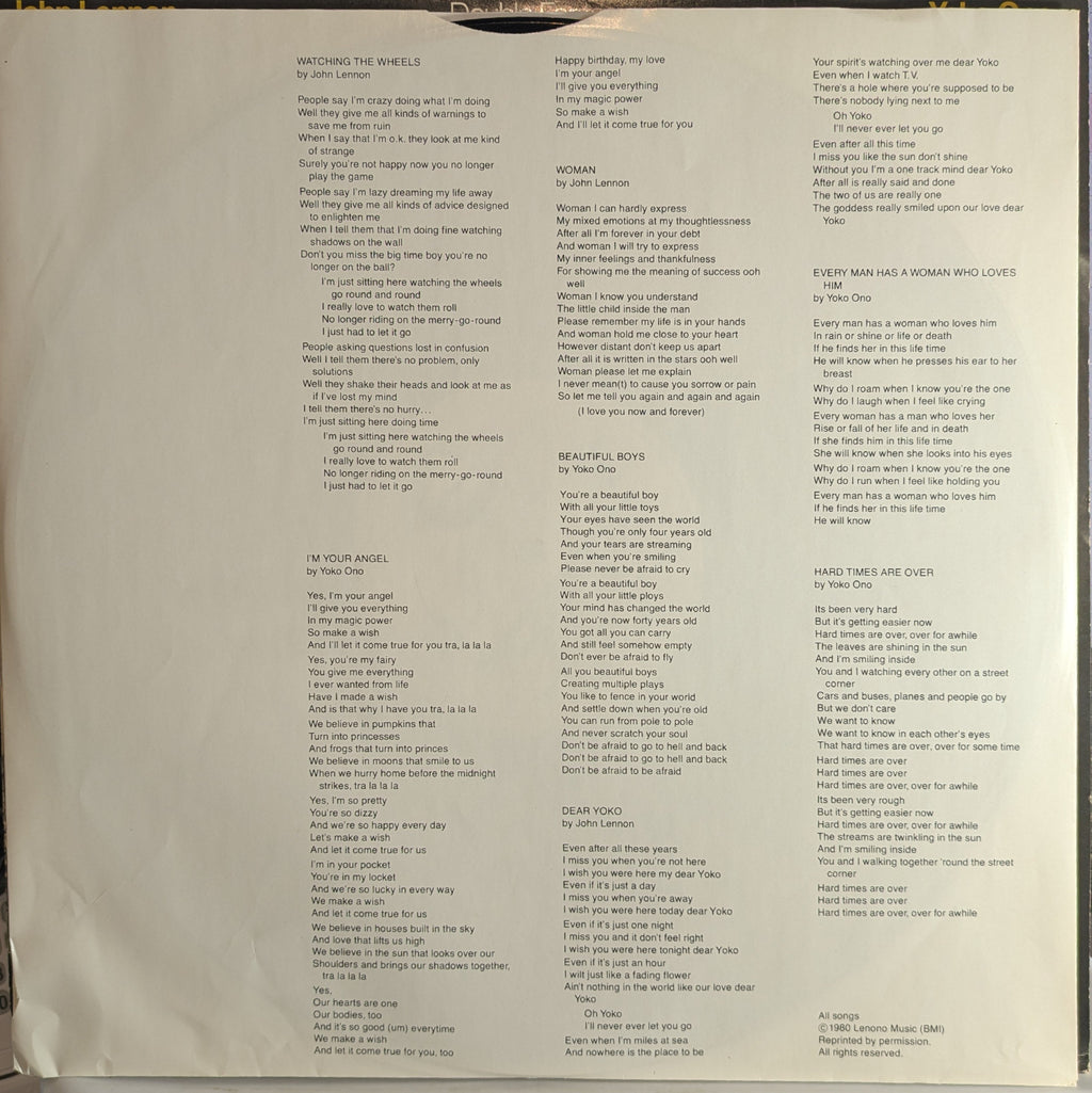 John Lennon & Yoko Ono - Double Fantasy (VINYL) | Excellent (EX) Very Good Plus (VG+)