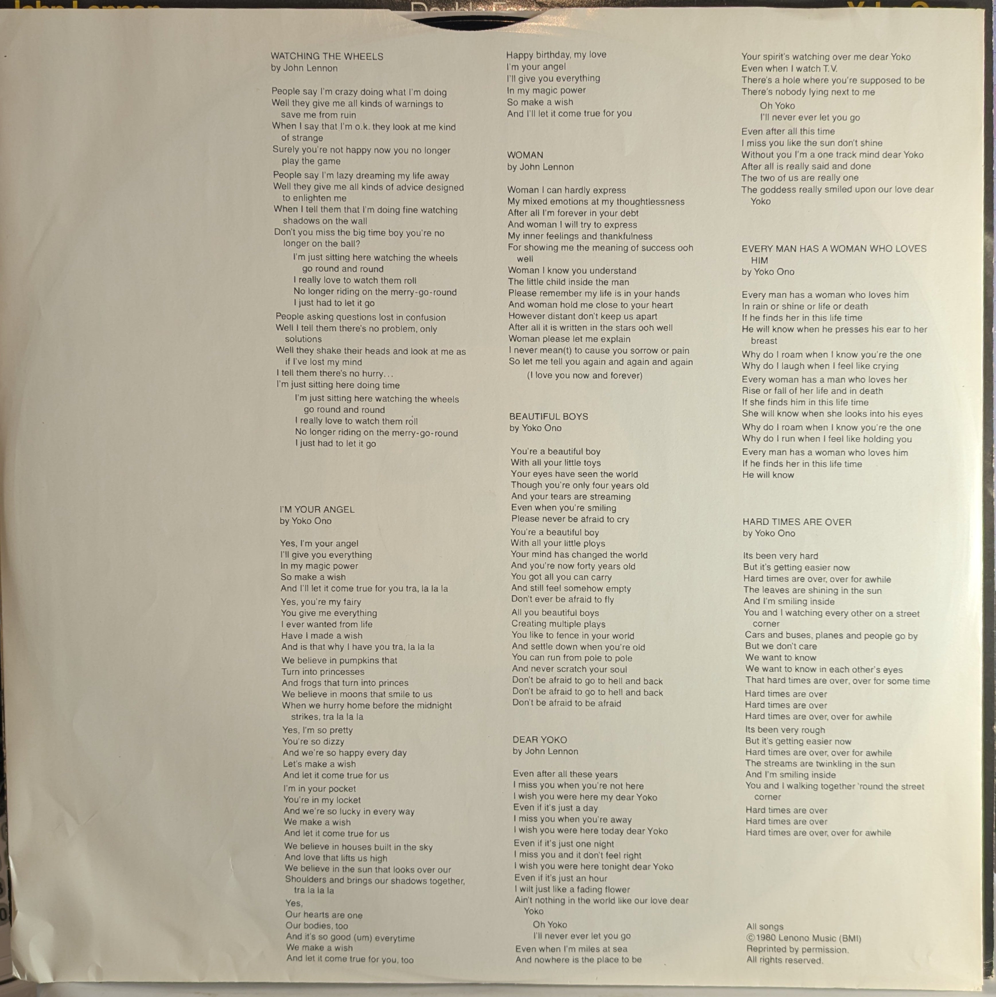 John Lennon & Yoko Ono - Double Fantasy (VINYL) | Excellent (EX) Very Good Plus (VG+)