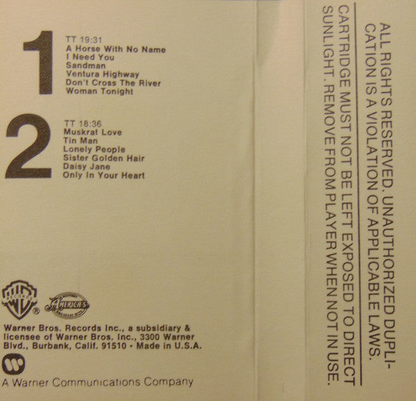 America (2) - History - America's Greatest Hits (CASSETTE) | Excellent (EX) Excellent (EX)