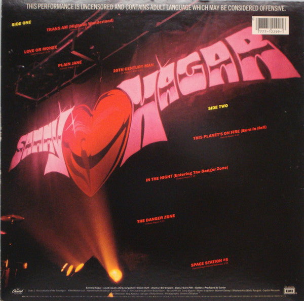 Sammy Hagar - Live 1980 | Excellent (EX) Very Good Plus (VG+)
