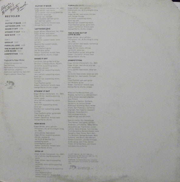 Edgar Winter's White Trash - Recycled (VINYL) | Excellent (EX) Very Good Plus (VG+)