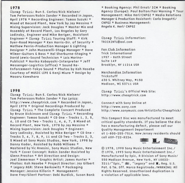 Cheap Trick - At Budokan: The Complete Concert (2xCD) | Excellent (EX) Excellent (EX)
