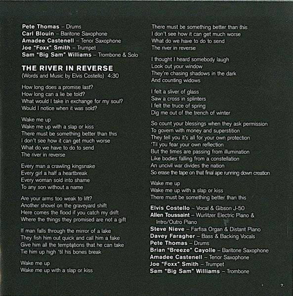 Elvis Costello - The River In Reverse (CD) | Near Mint- (NM-) Excellent (EX)