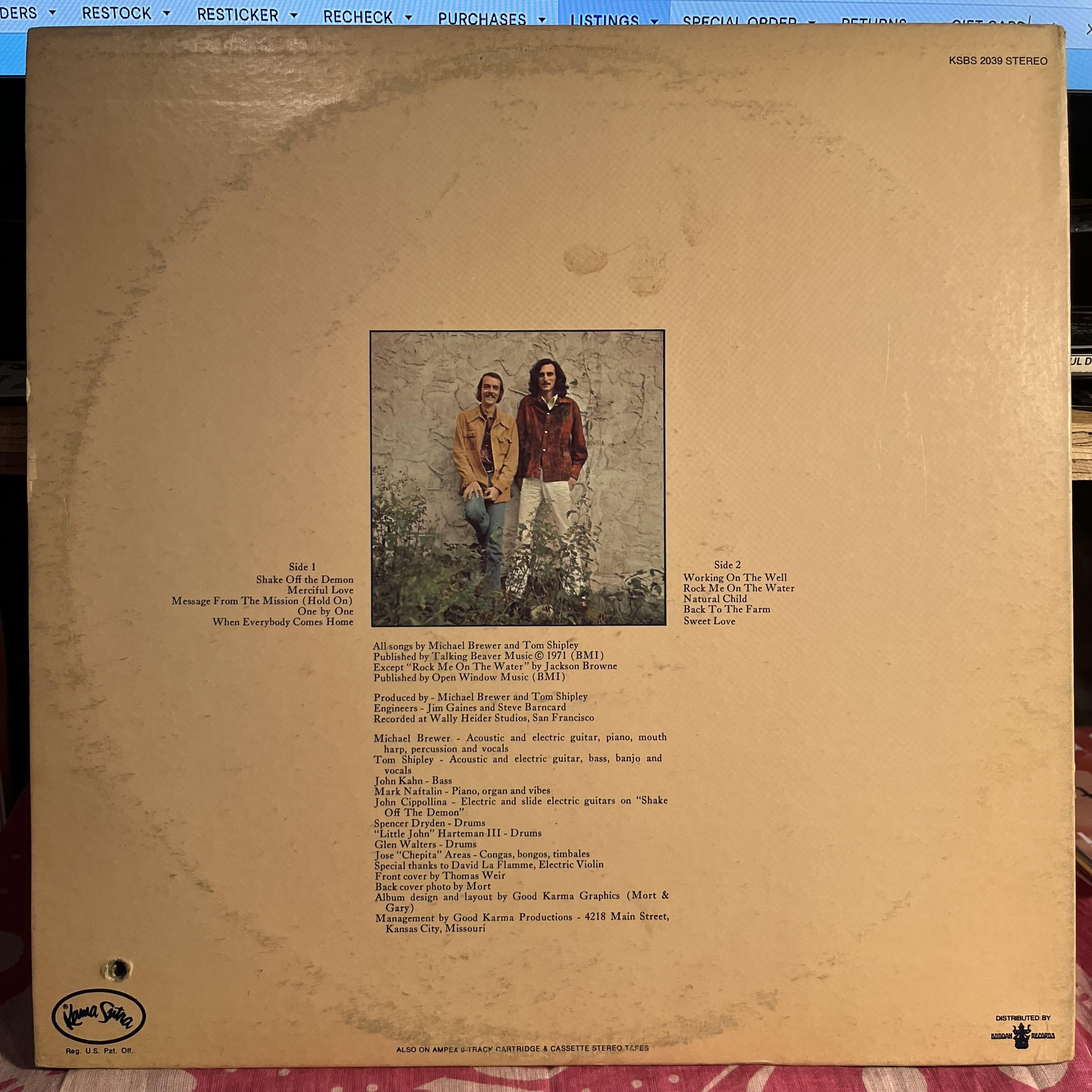 Brewer And Shipley - Shake Off The Demon *SCRANTON* | Near Mint (NM) Very Good Plus (VG+)