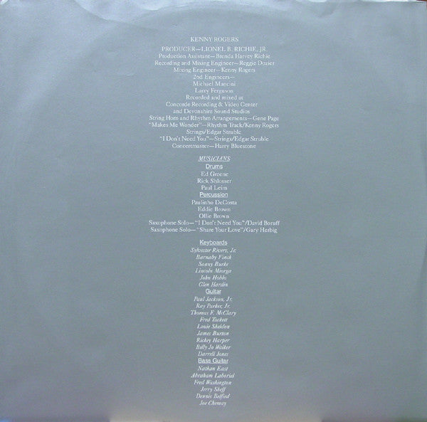Kenny Rogers - Share Your Love (VINYL) | Near Mint- (NM-) Near Mint (NM)