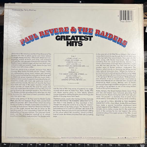 Paul Revere & The Raiders - Greatest Hits (VINYL) | Near Mint (NM) Excellent (EX)