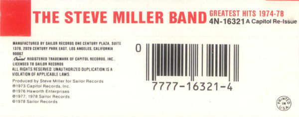 Steve Miller Band - Greatest Hits 1974-78 *CASSETTE* | Near Mint (NM) Near Mint (NM)