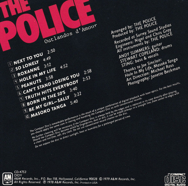 The Police - Outlandos D'Amour (CD) | Near Mint (NM) Near Mint (NM)