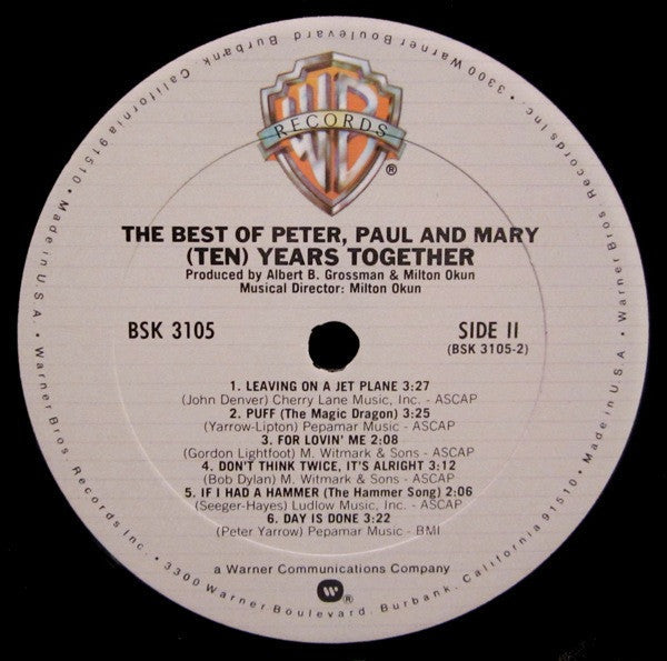 Peter, Paul & Mary - The Best Of Peter, Paul And Mary (Ten) Years Together (VINYL) | Near Mint (NM) Excellent+ (EX+)