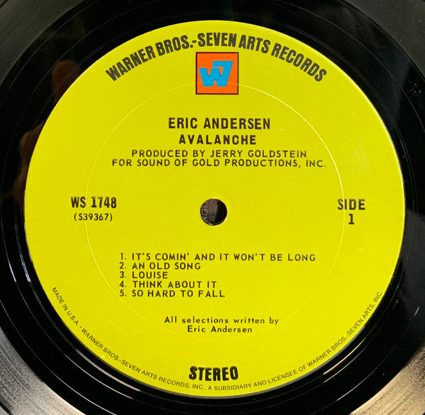 Eric Andersen (2) - Avalanche *TERRE HAUTE* | Near Mint (NM) Excellent (EX)