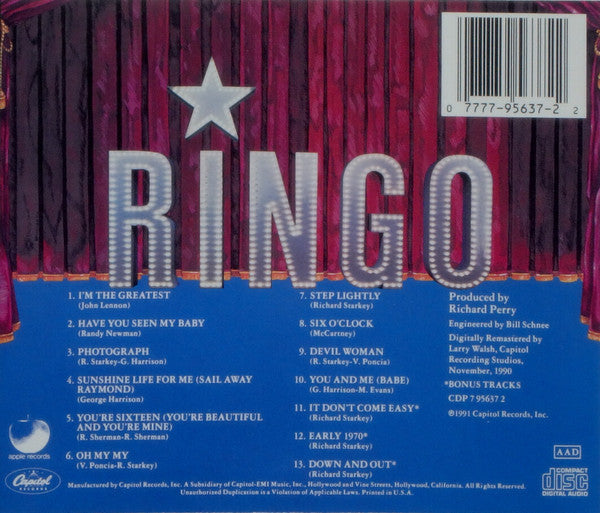 Ringo Starr - Ringo *CD* | Near Mint (NM) Near Mint (NM)
