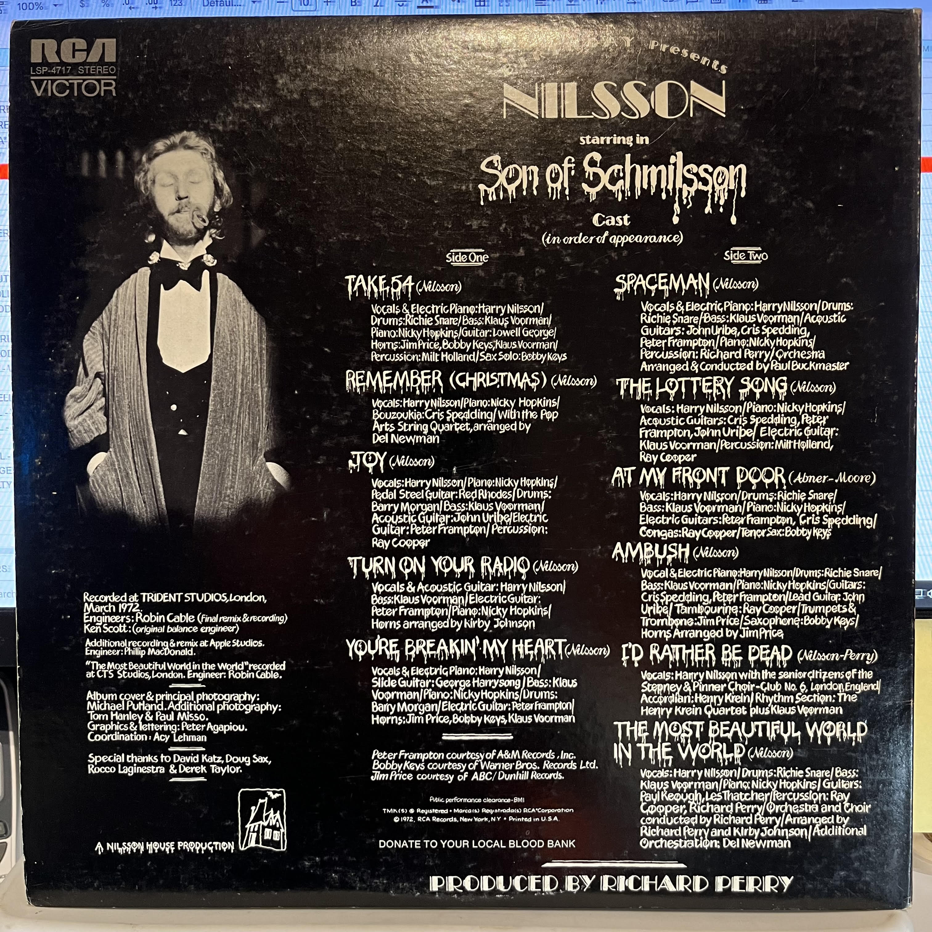 Harry Nilsson - Son Of Schmilsson *INDIANAPOLIS* | Near Mint (NM) Excellent (EX)