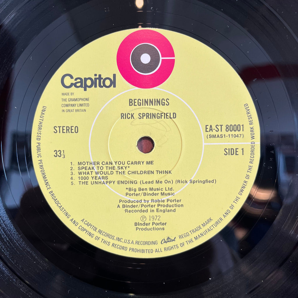 Rick Springfield - Beginnings *UK* | Near Mint (NM) Near Mint (NM)