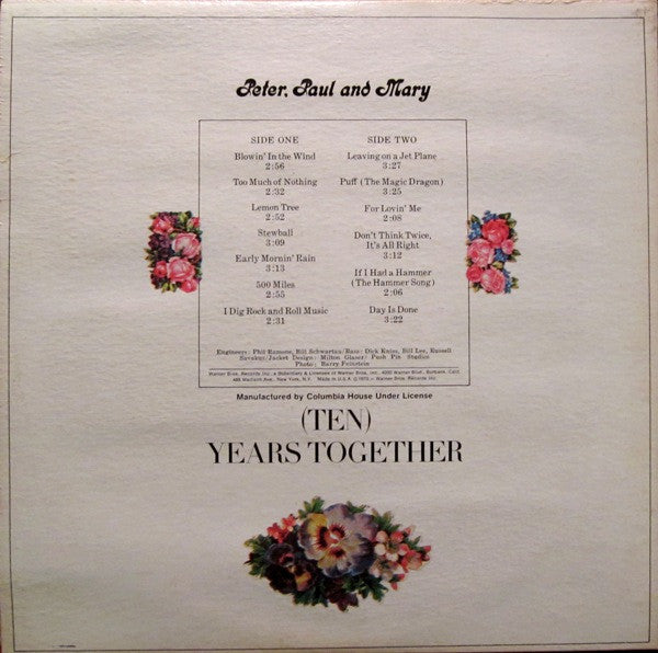 Peter, Paul & Mary - The Best Of Peter, Paul And Mary (Ten) Years Together (VINYL) | Near Mint (NM) Excellent+ (EX+)