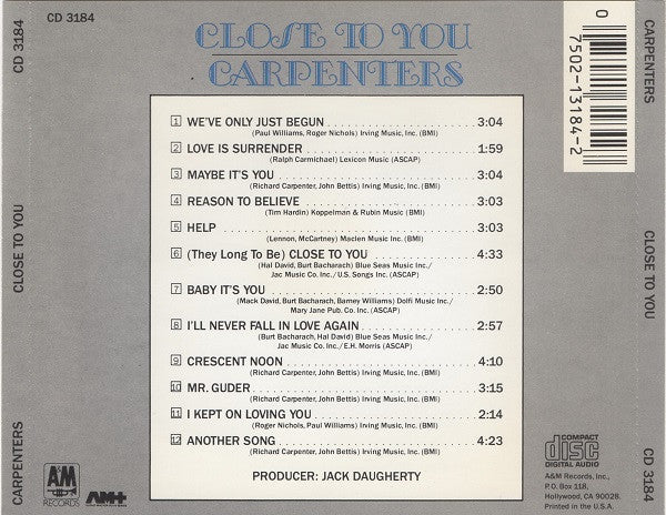 Carpenters - Close To You (CD) | Near Mint (NM) Near Mint (NM)