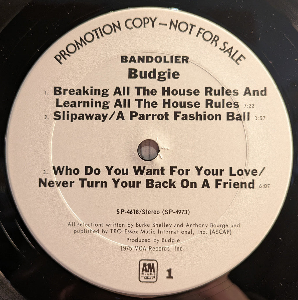 Budgie - Bandolier *PROMO* (VINYL) | Near Mint (NM) Very Good Plus (VG+)