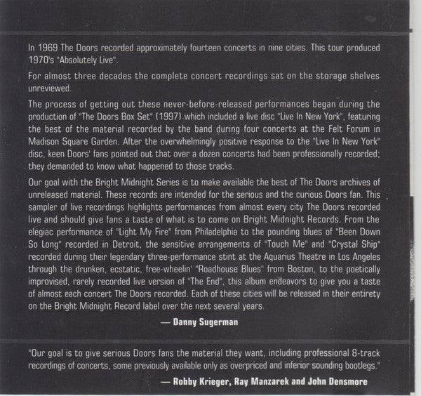 The Doors - Bright Midnight: Live In America (CD) | Mint (M) Mint (M)