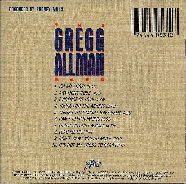 The Gregg Allman Band - I'm No Angel (CD) | Near Mint (NM) Near Mint (NM)