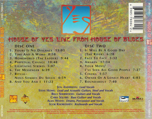 Yes - House Of Yes. Live From House Of Blues (2XCD) | Near Mint (NM) Near Mint (NM)