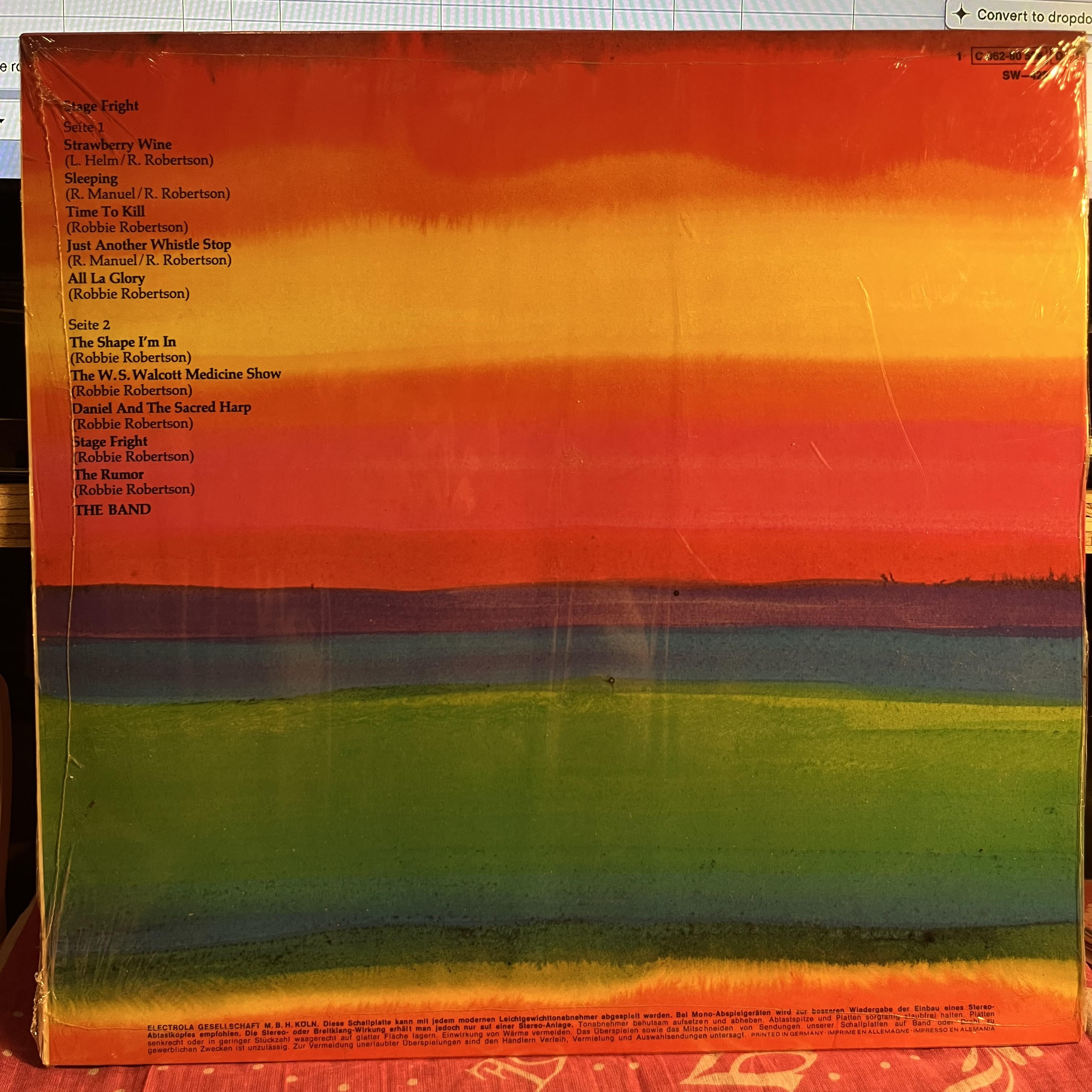 The Band - Stage Fright *GERMANY/SHRINK* | Near Mint (NM) Near Mint (NM)