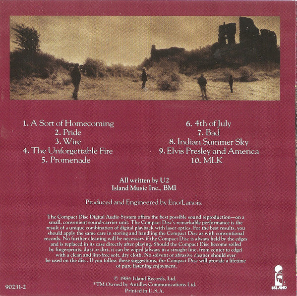 The Unforgettable Fire (CD) | Near Mint (NM) Near Mint (NM)